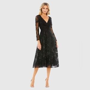 MAC DUGGAL 20401 NWT Embellished Floral Long Sleeve Dress